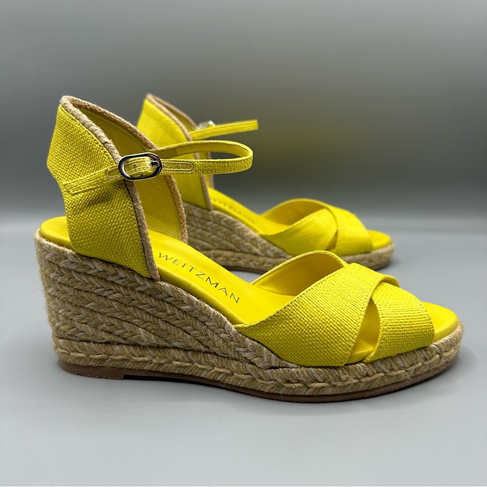 Stuart Weitzman Womens Mirela Espadrille Wedge Sandals Pistachio Yellow Size 8 - Picture 2 of 11